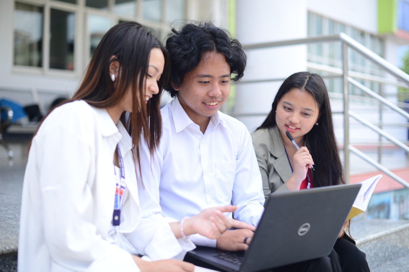 Students studying on campus